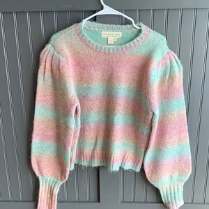 Women’s Pastel Striped Knit Sweater Saltwater LUXE SZ L